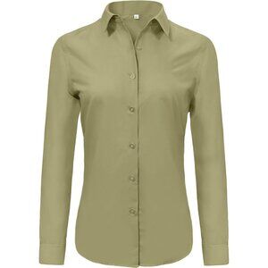💫 Ruisin Wrinkle Free Button Down Shirts Women Green Long Sleeve Work Dress Top